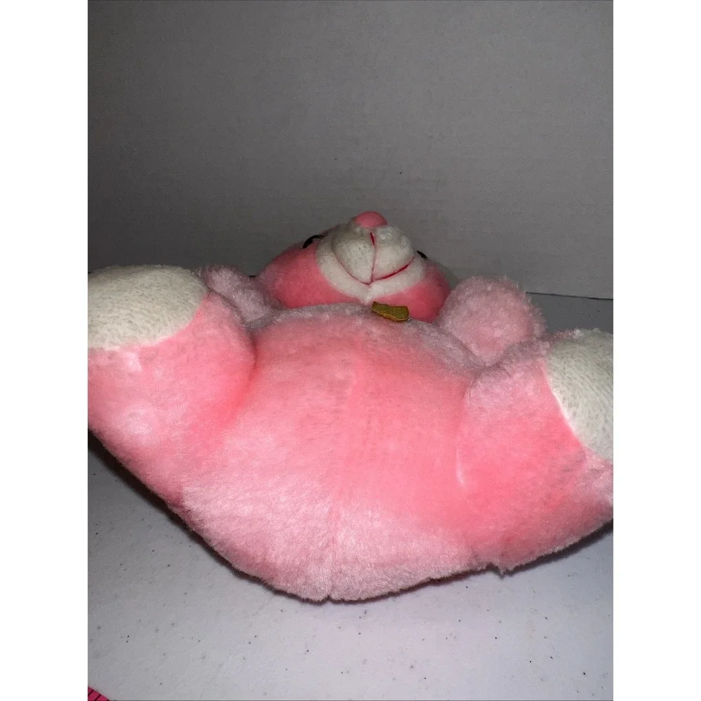 VINTAGE PLUSH Stuffed PINK White BUNNY RABBIT WITH CARROT 10